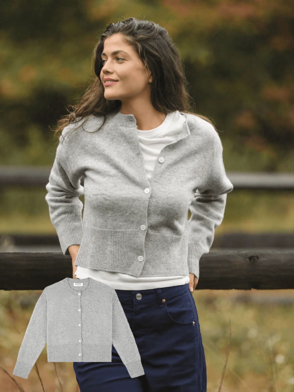 Classic Light Gray Button-Front Women's Cardigan Sweater